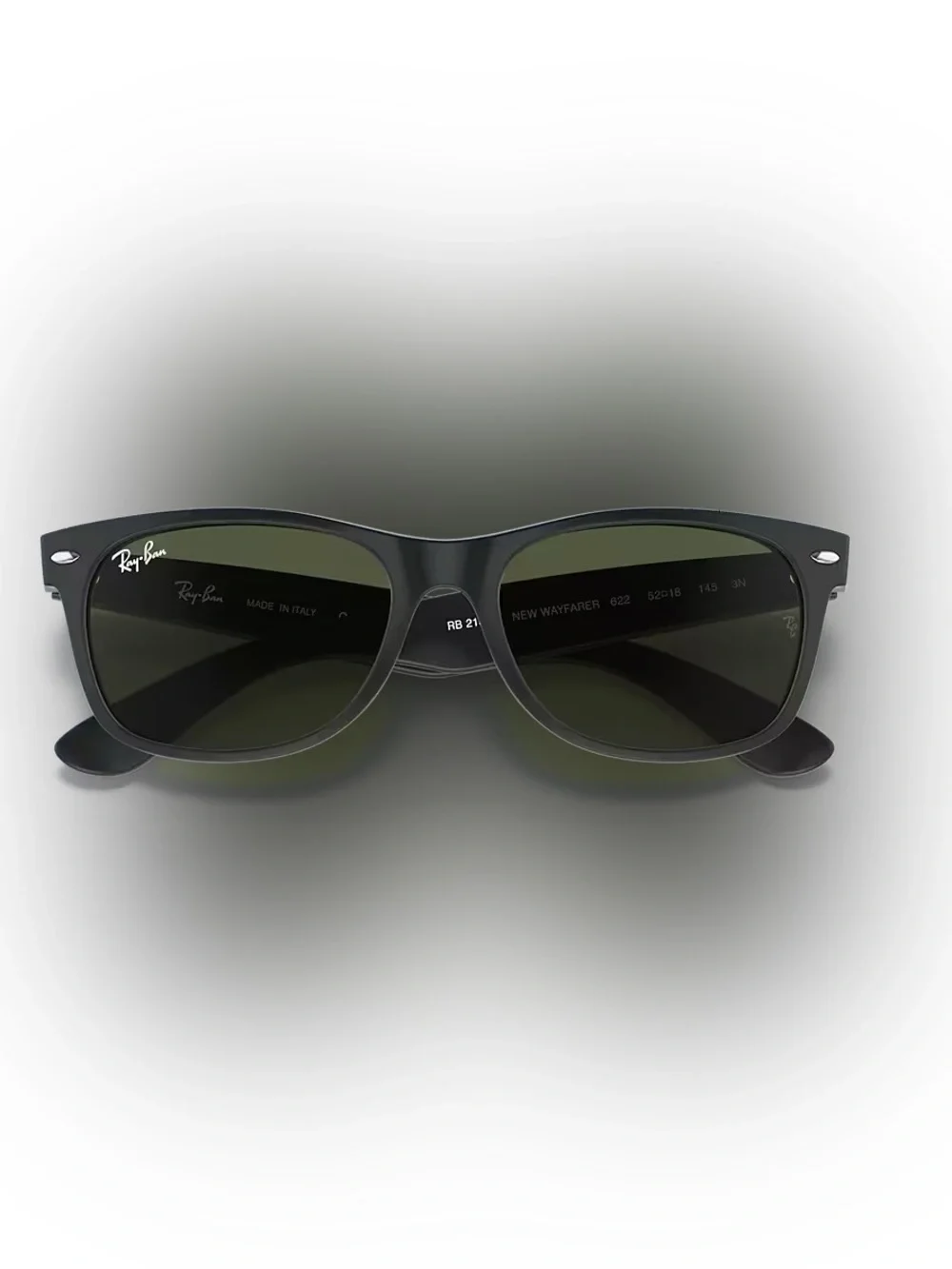 Ray-Ban Wayfarer Sunglasses — Matte Black Frame with Dark Green Lenses